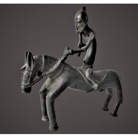 Cavalier africain dogon en bronze 31x27 cm