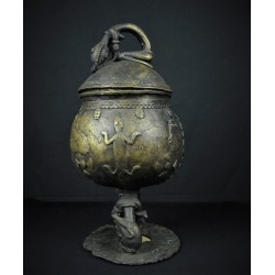 Art tribal Pot a onguents en bronze africain